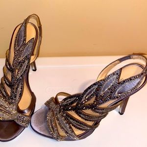 Nina Pewter Crystal Heels